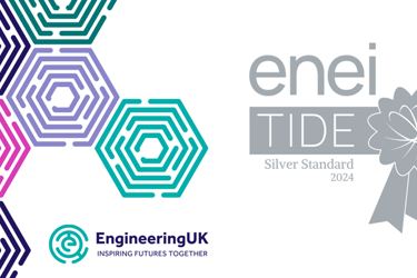 Graphic showing EngineeringUK's Silver Standard ENEI TIDE award 2024