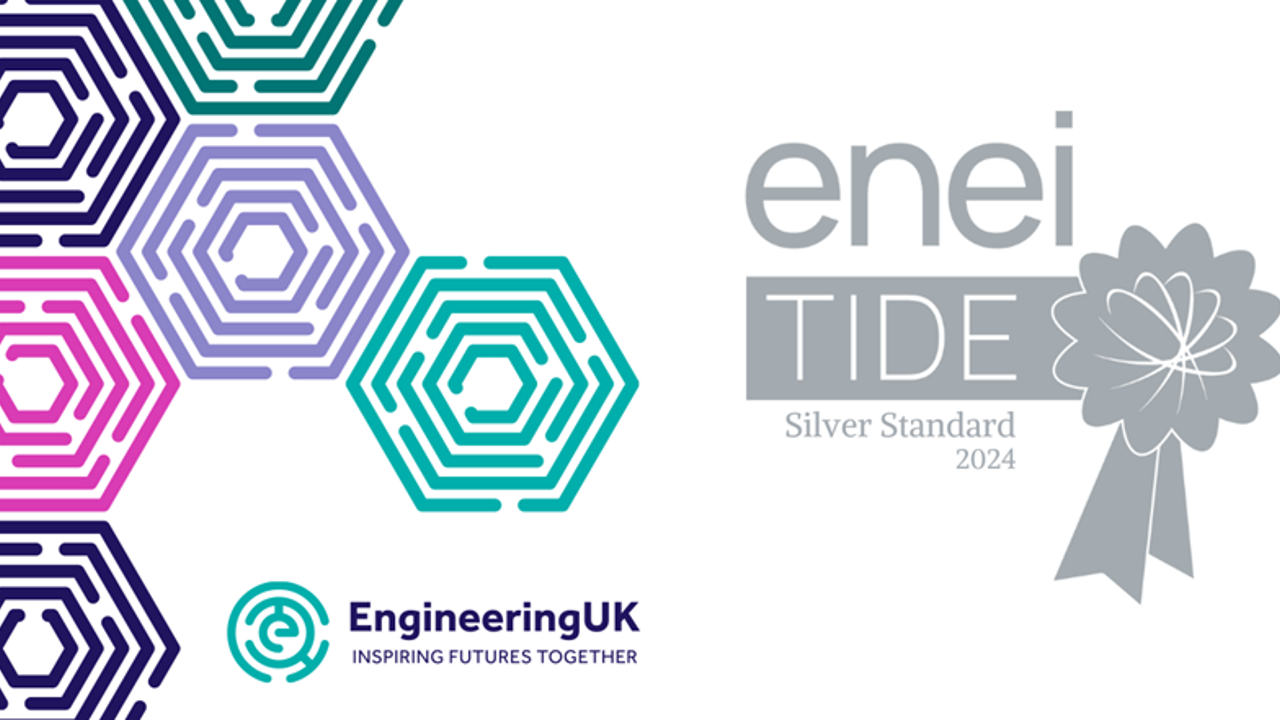 Graphic showing EngineeringUK's Silver Standard ENEI TIDE award 2024