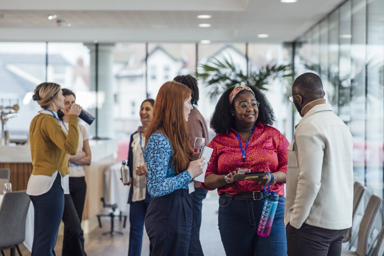 Business professionals chatting