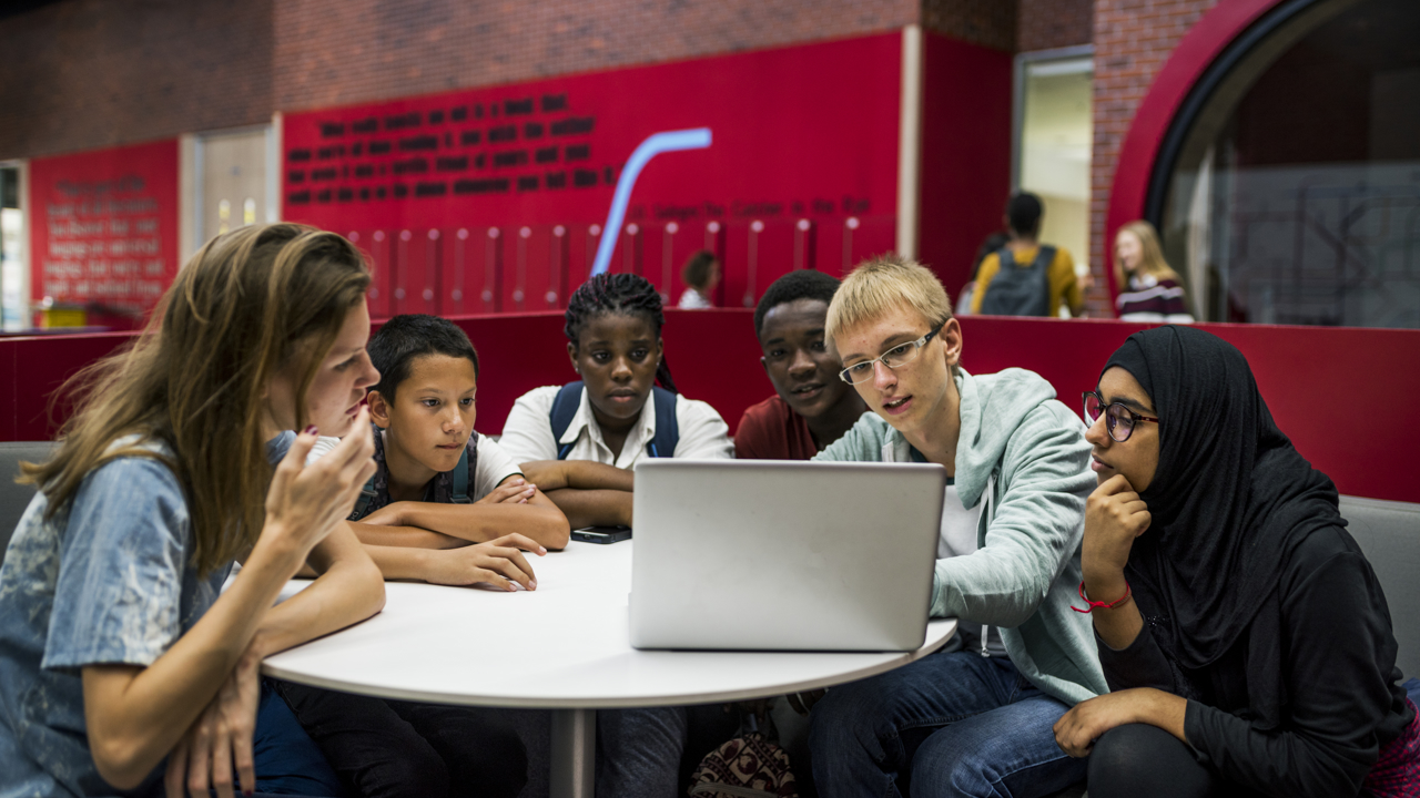 Secondary school students in classroom