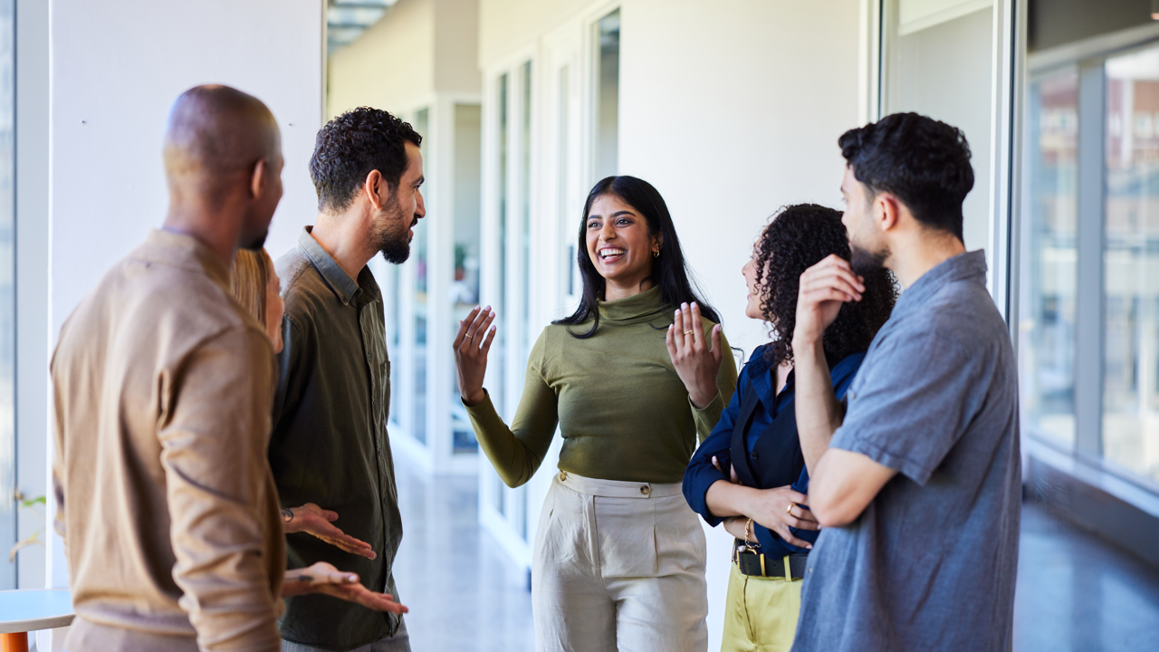 Business professionals chatting