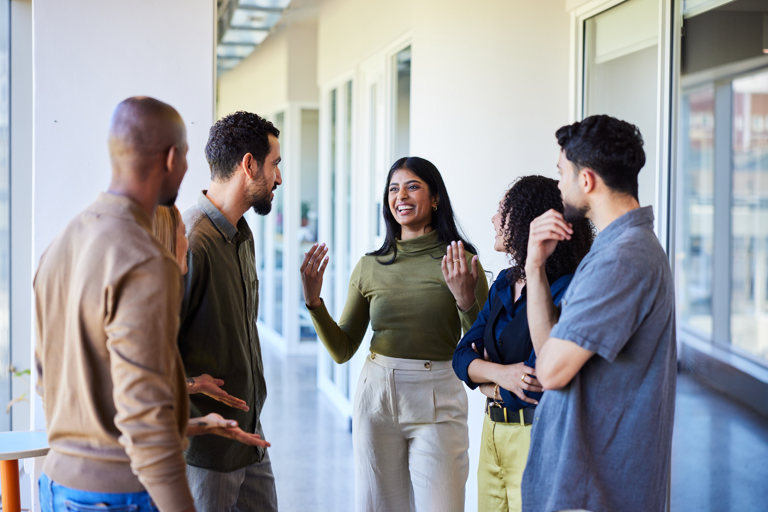 Business professionals chatting