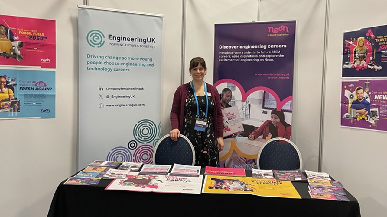 Eleanor Eyre at the EngineeringUK stand at the National Careers Guidance Show March 2024