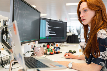 A person at their desk working